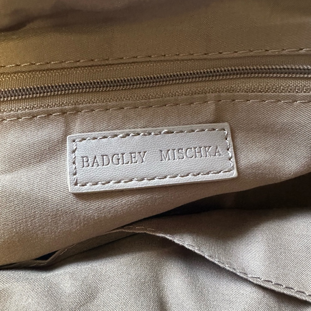 Badgley Mischka Taupe Frame Clutch with Chain Handle - Picture 4 of 8
